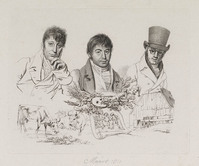 KG 08684
<br/>
Portret van de kunstenaars J. Smies, H. Stokvisch en D. Kerkhoff
<br/>
<em>Marcus, Jacob Ernst (1774-1826)</em>
